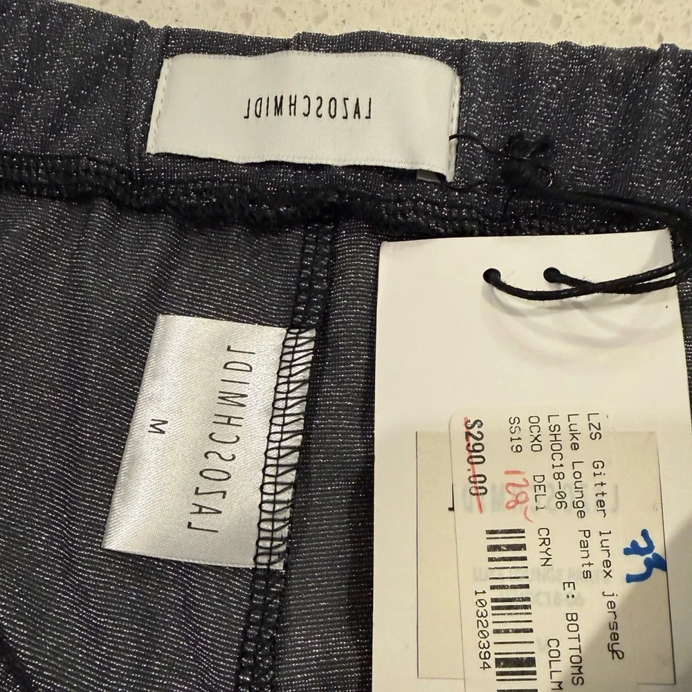 Lazoschmidl Glitter Lurex Metallic Silver Luke Lounge Pants Unisex Size $290 NEW